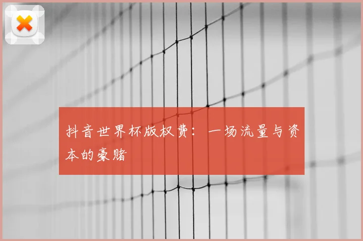 抖音世界杯版权费:一场流量与资本的豪赌